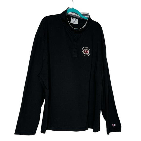Champion Men's Gamecock Sweatshirt Jacket in Black Partial Snap Front Size 2XL - Picture 1 of 6